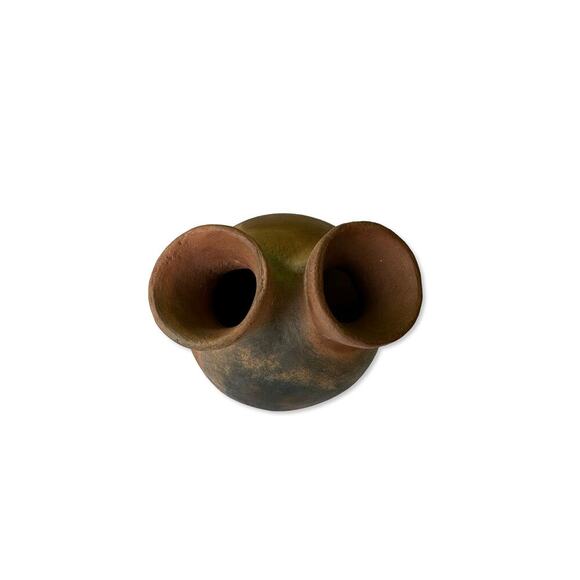 Native American Navajo Fired Clay Handmade Wedding Vase Signed "GR" - Picture 3 of 11